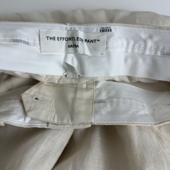 Aritzia The Effortless Pants Linen Cropped Sz 4 Natural Ecru - Picture 13 of 14